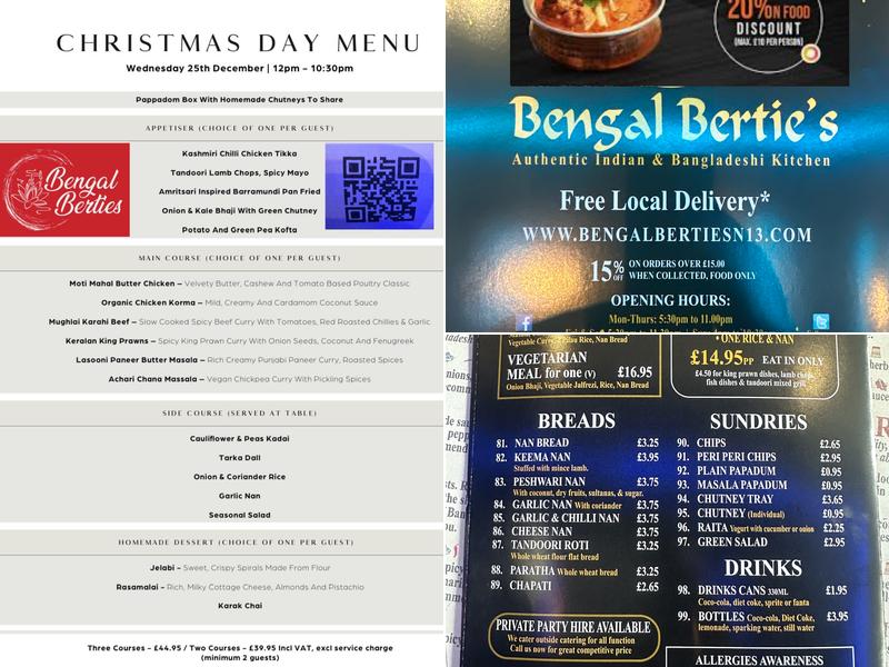 Bengal Bertie’s (Palmers Green) Menu