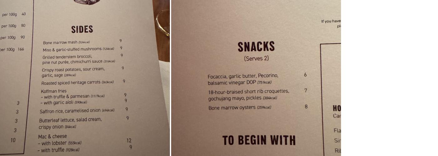 The Grill on Fifth at Harrods Menu