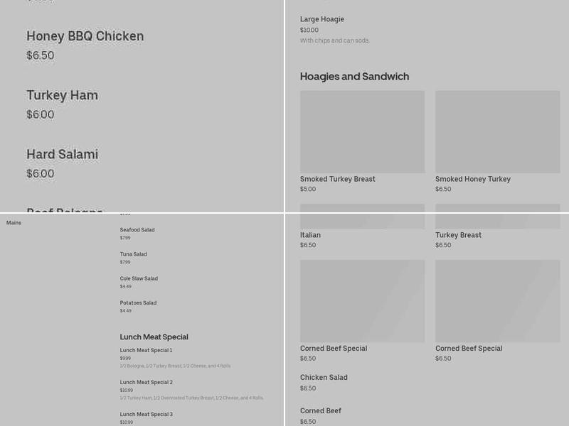 P&R Mini Market Menu