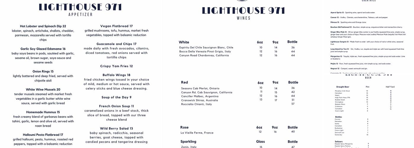 Lighthouse 971 Menu