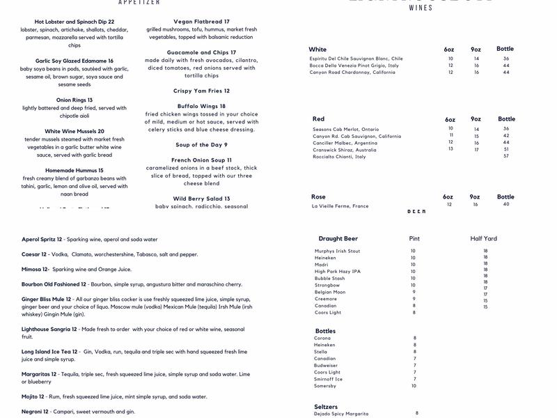 Lighthouse 971 Menu