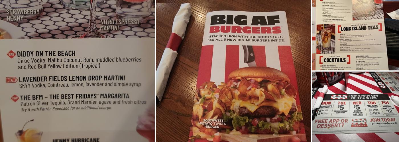 TGI Fridays Menu