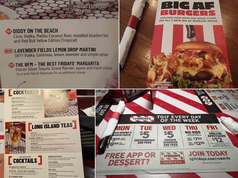 TGI Fridays Menu