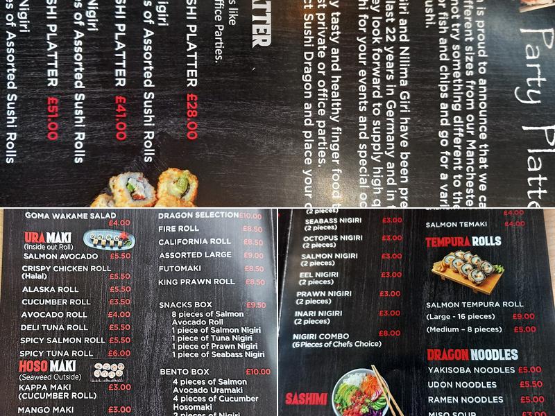 Sushi Dragon Menu