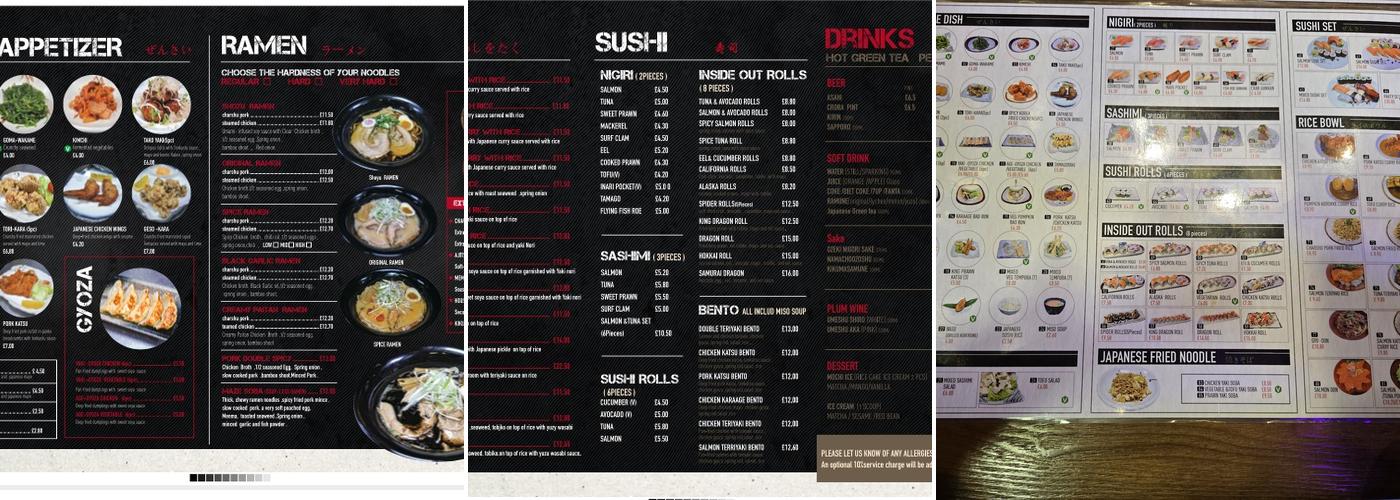 LET'S SUSHI MANCHESTER Menu