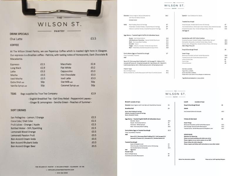 The Wilson Street Pantry Menu