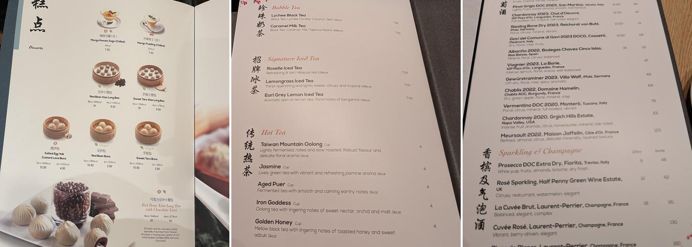 Din Tai Fung Canary Wharf Menu