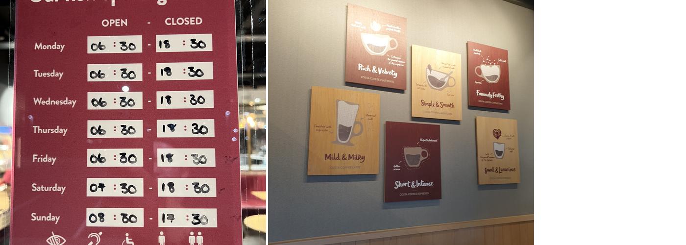Costa Coffee Menu