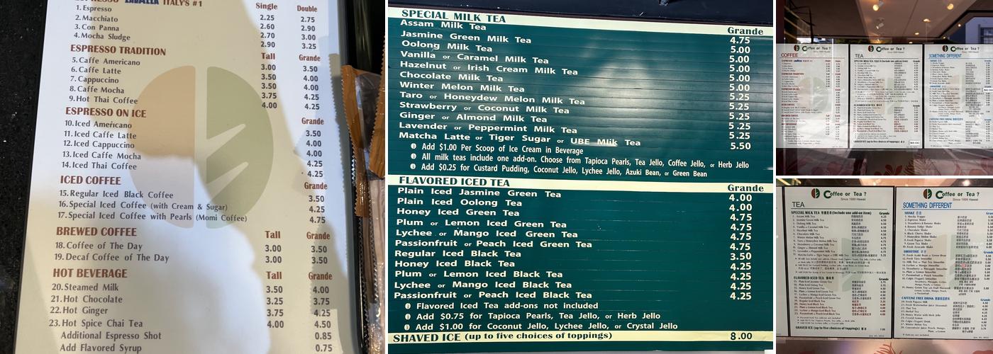 Coffee or Tea? Menu
