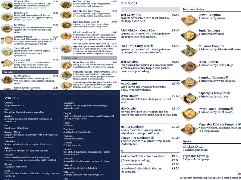 Kineya Mugimaru - Cambridge Menu