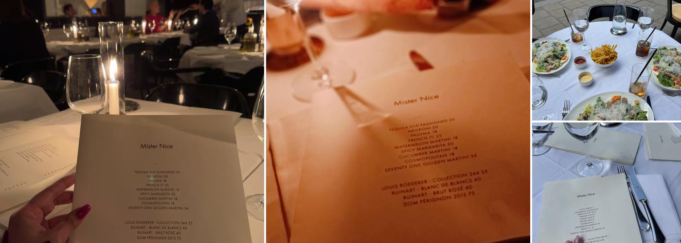 Mister Nice Mayfair Menu