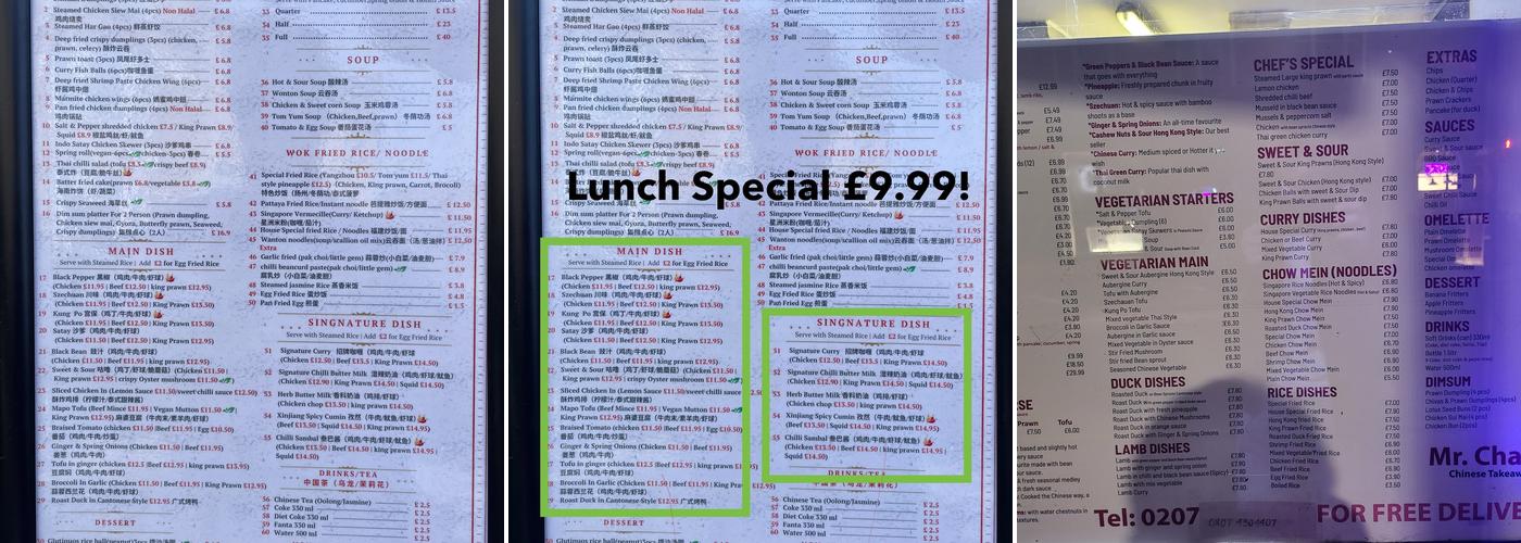 Mr Chans Menu