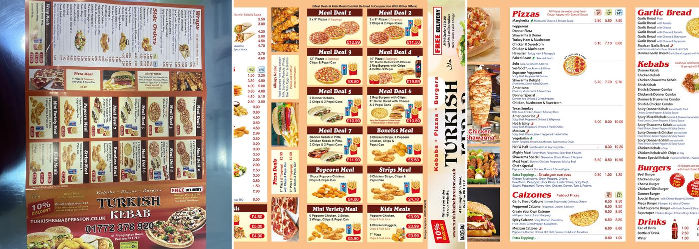 Turkish Kebab Menu