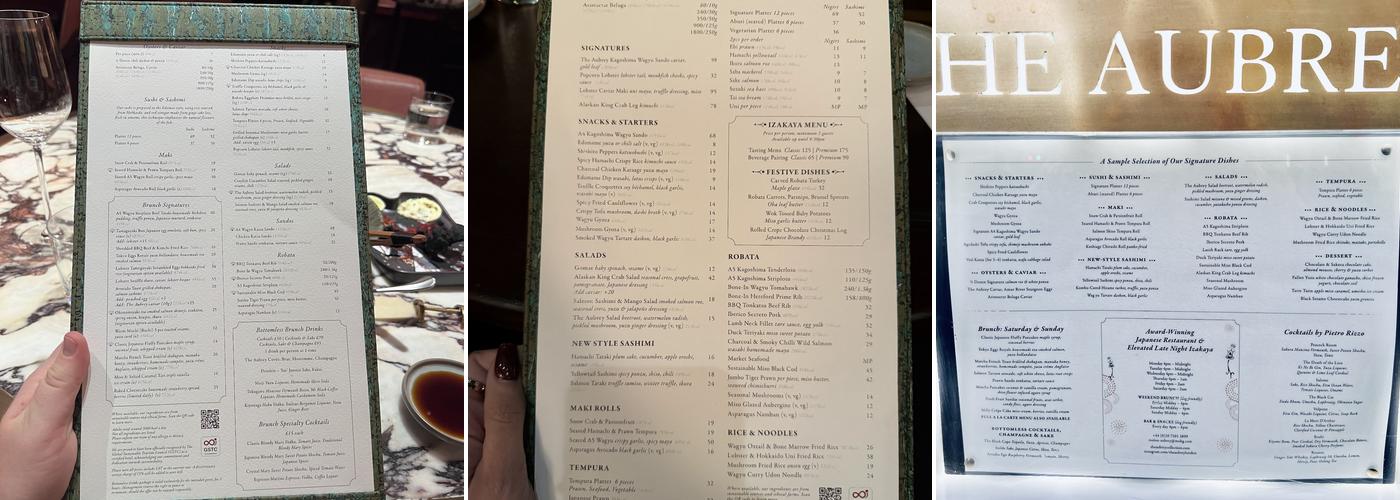 The Aubrey Menu