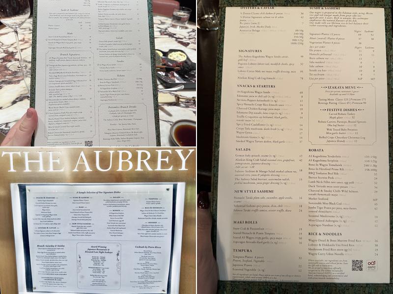 The Aubrey Menu