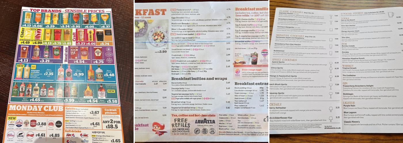 Goodman's Field - JD Wetherspoon Menu