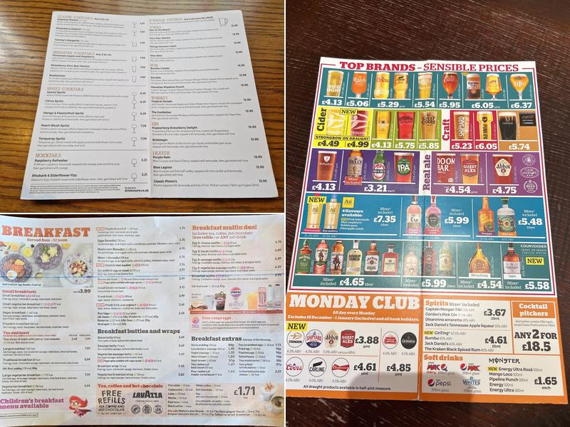 Goodman's Field - JD Wetherspoon Menu