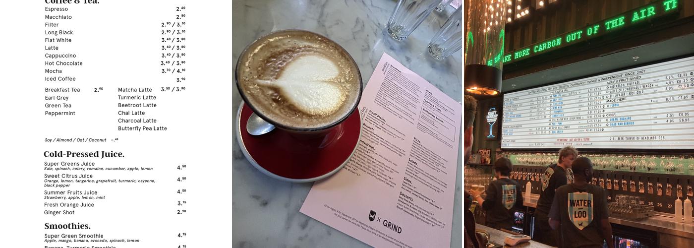 Grind at Waterloo Menu