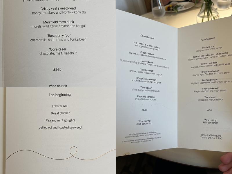 Core by Clare Smyth Menu