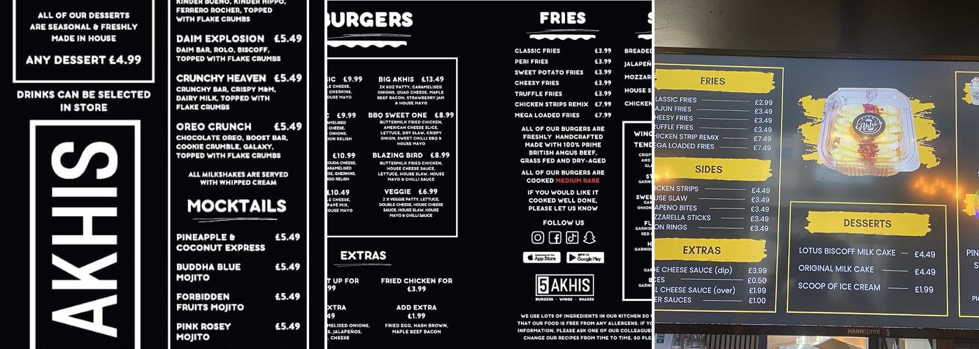 5 Akhis Preston Menu