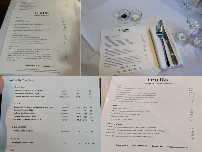 Trullo Menu