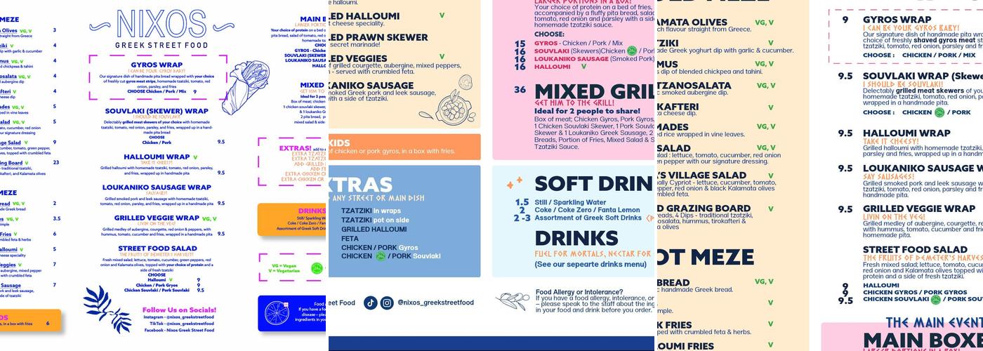 Nixos Greek Street Food - Portobello Menu