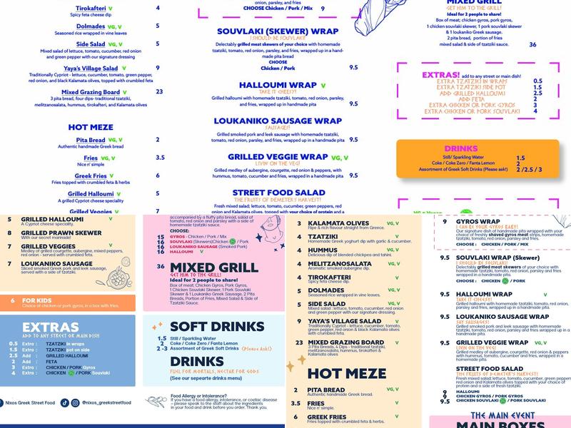 Nixos Greek Street Food - Portobello Menu