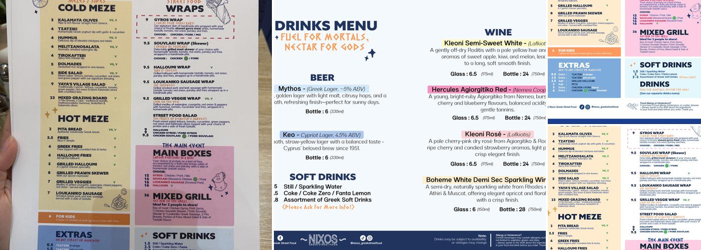 Nixos Greek Street Food - Tollcross Menu