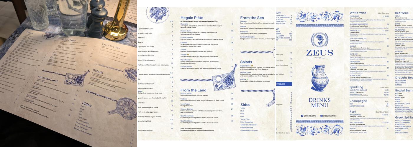 Zeus Taverna Menu
