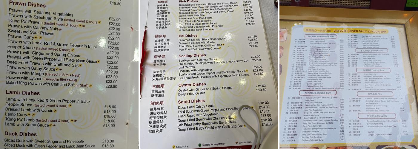 Golden Phoenix Menu