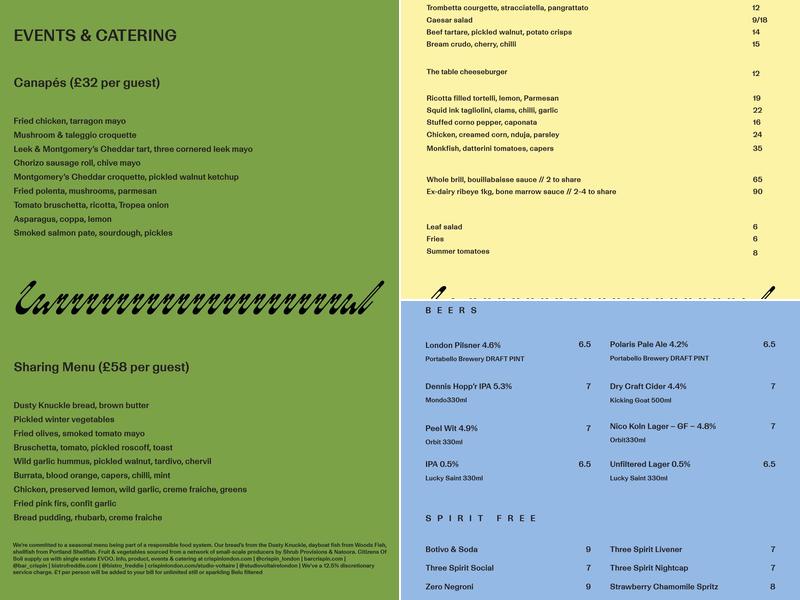 Canal Restaurant Menu