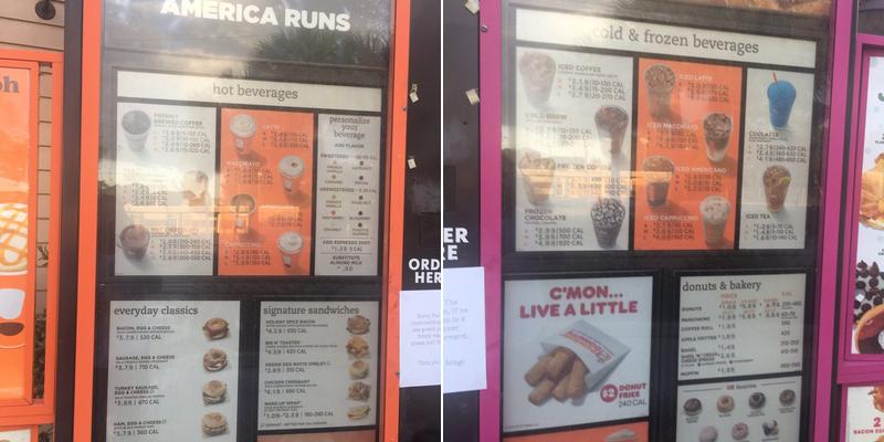 Dunkin' Menu
