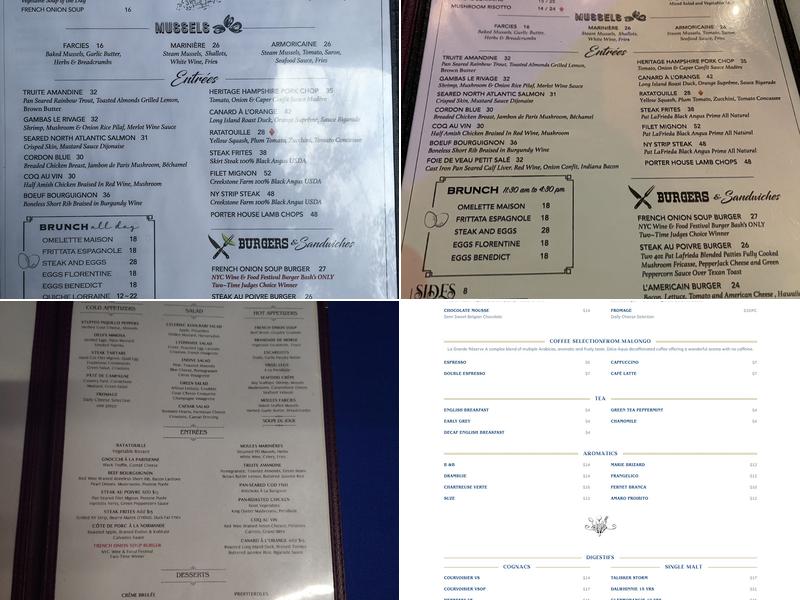 Le Rivage Menu