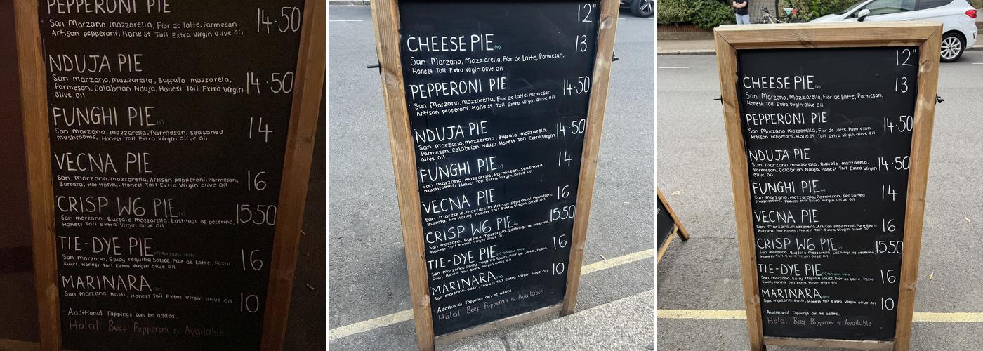 Crisp Pizza Menu