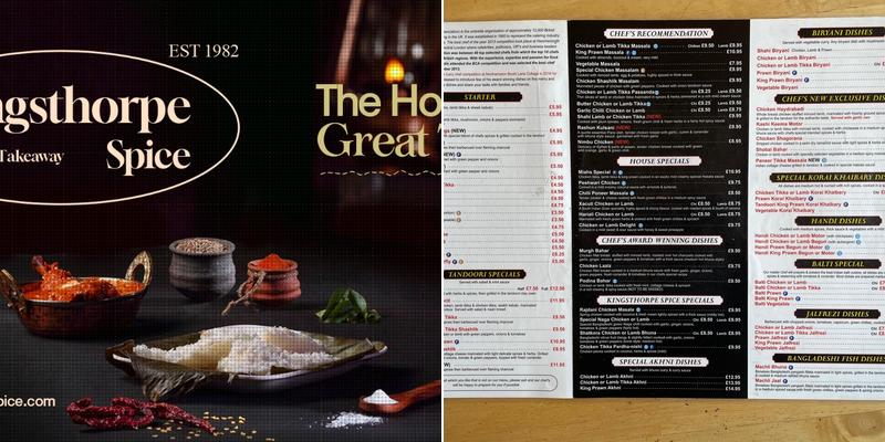 Kingsthorpe Spice Menu