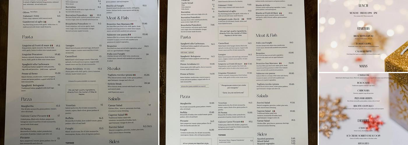 San Marzano Witney Menu