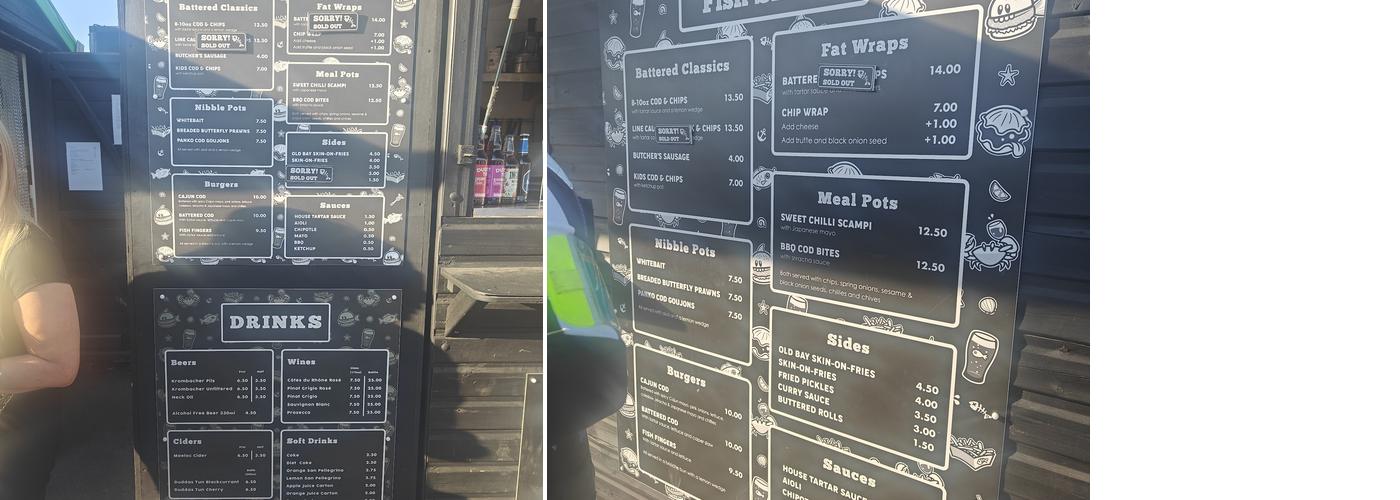 Folkestone fish shack Menu