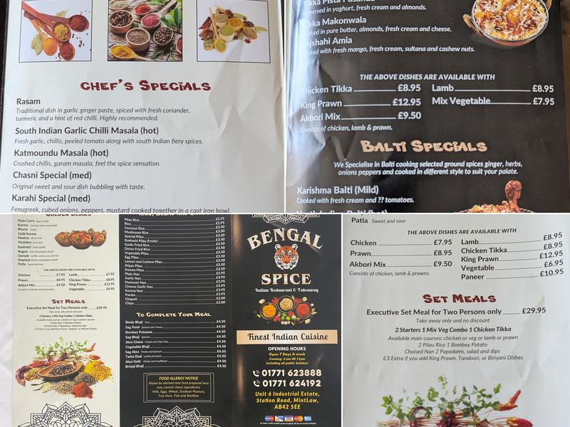 Bengal Spice Mintlaw Menu