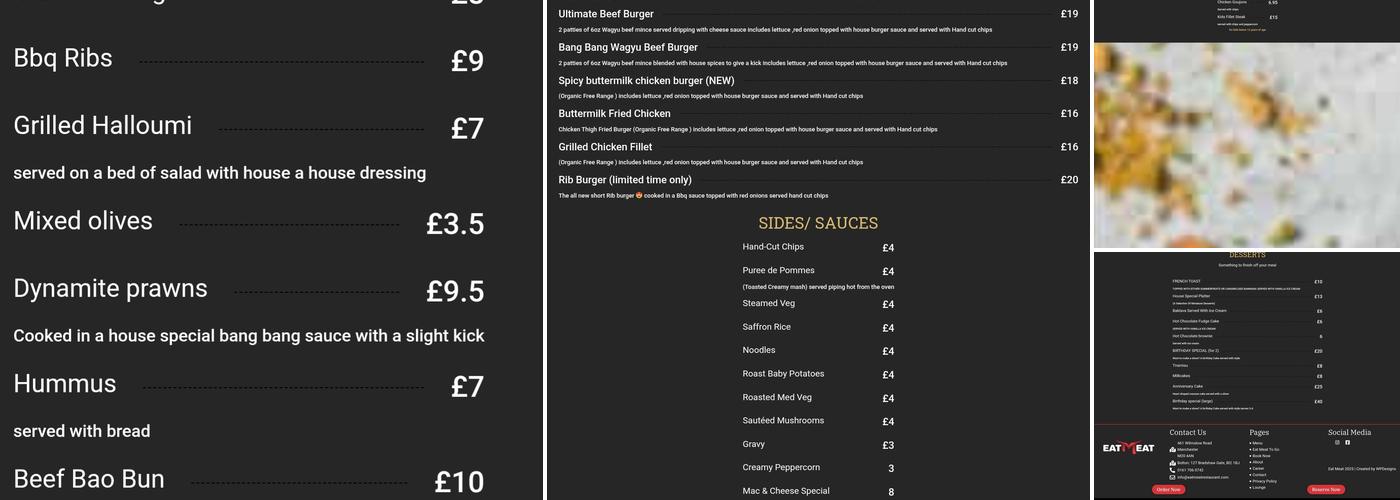 Eat Meat Halal Steakhouse Manchester Menu