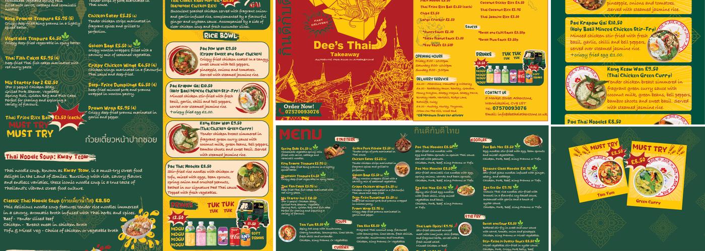 Dee's Thai, Atherstone Menu