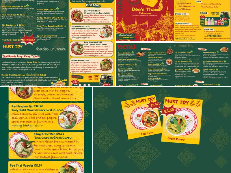 Dee's Thai, Atherstone Menu