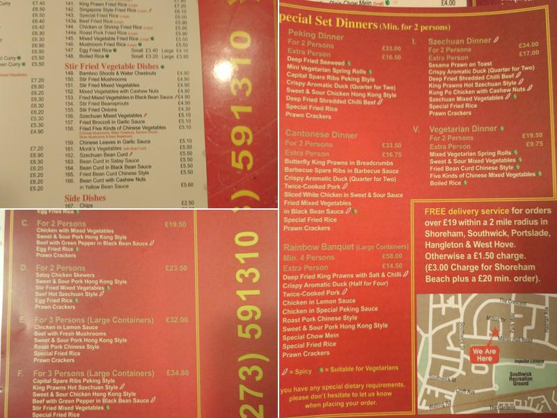 Rainbow House Menu