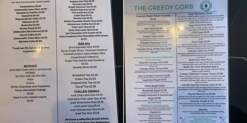 Greedy Gorb Menu