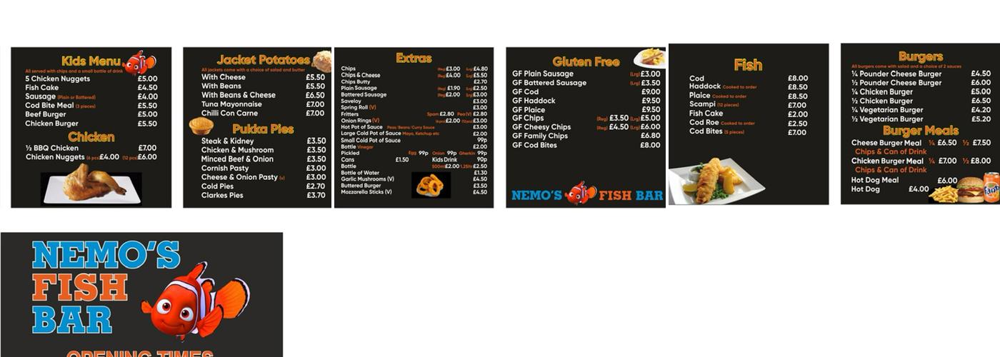 Nemo's Fish Bar Menu