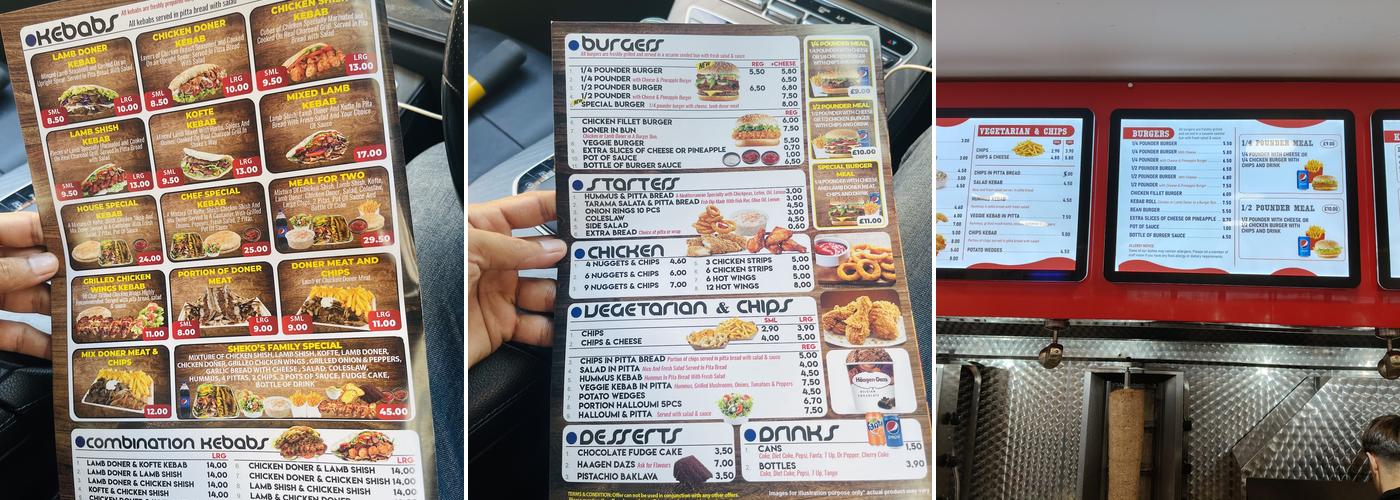 Shekos Kebab House Menu