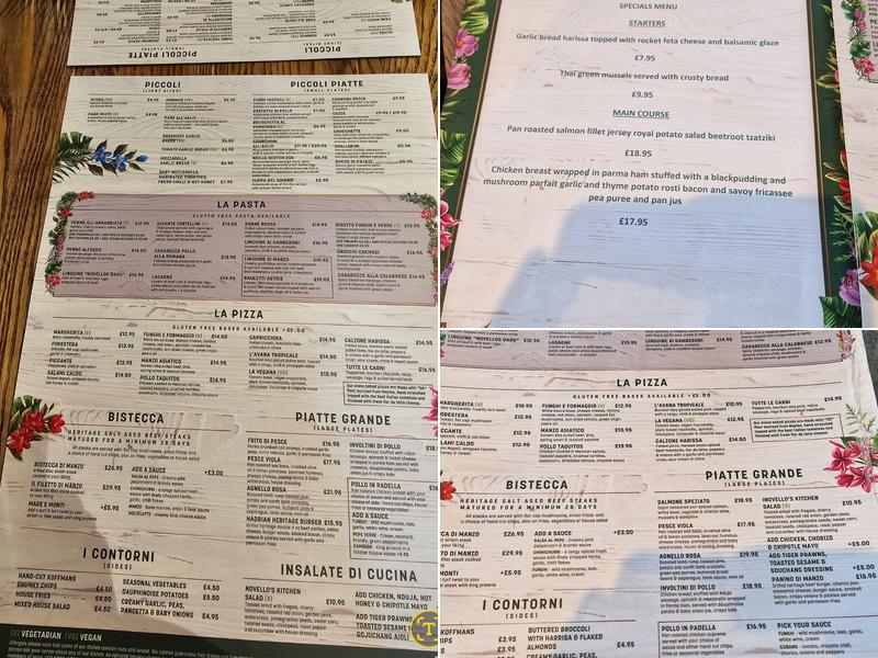 Novellos Washington Menu