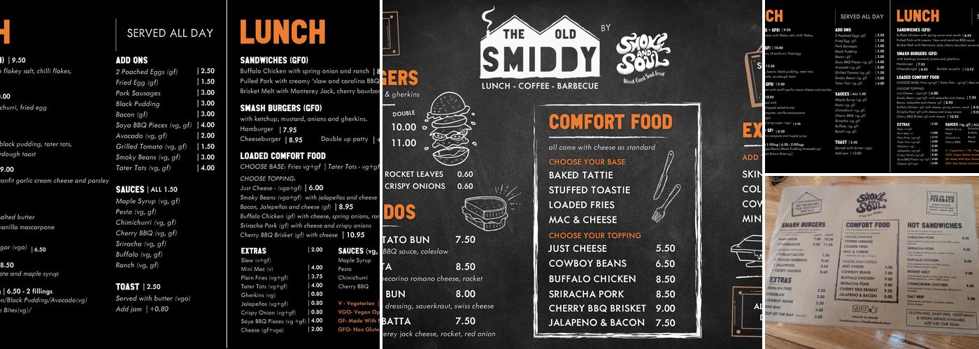 Smoke and Soul at The Old Smiddy Menu