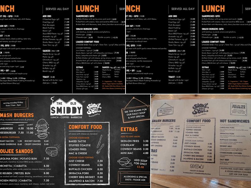 Smoke and Soul at The Old Smiddy Menu