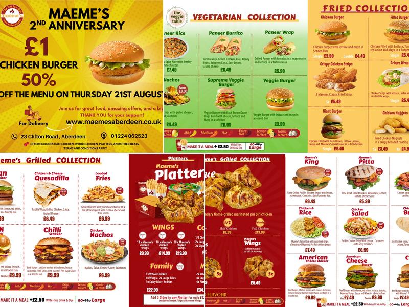 Maeme's Piri Piri Aberdeen Menu