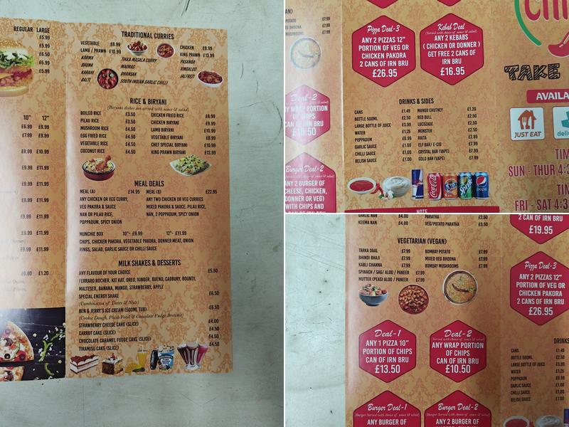 Chili's Takeaway Menu